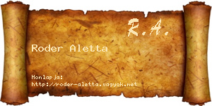 Roder Aletta névjegykártya